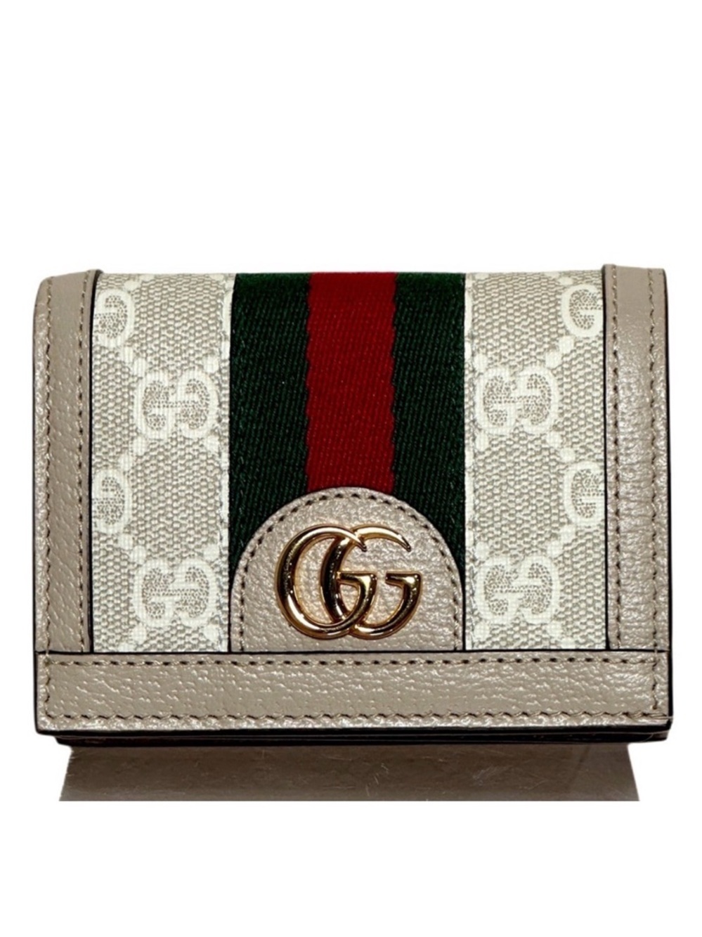 GUCCI OPHIDIA BEIGE Wallet NEW with Red and Green Stripe Used Once